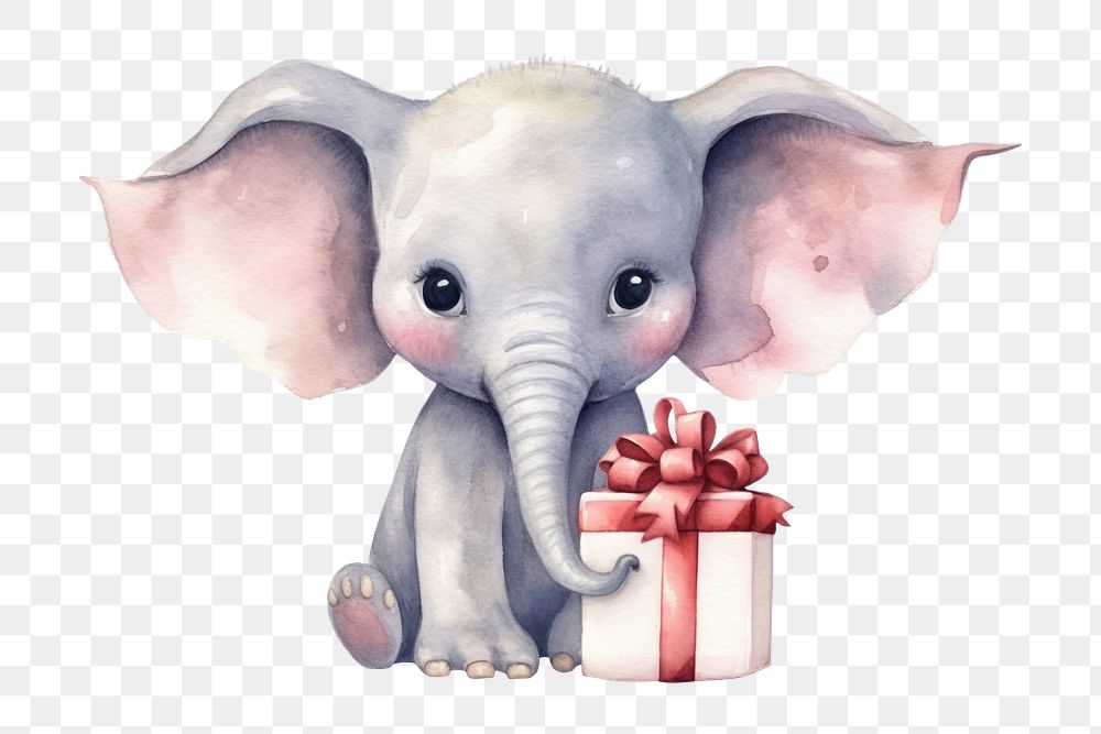 PNG Elephant holding gift elephant mammal animal. AI generated Image by rawpixel.