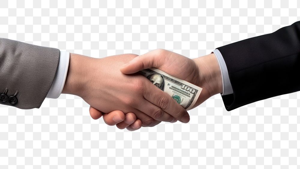 PNG Business people exchanging money hand dollar agreement. AI generated Image by rawpixel.