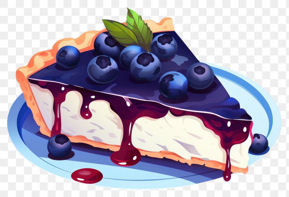 PNG  Blueberry cheesepie dessert fruit cream. AI generated Image by rawpixel.