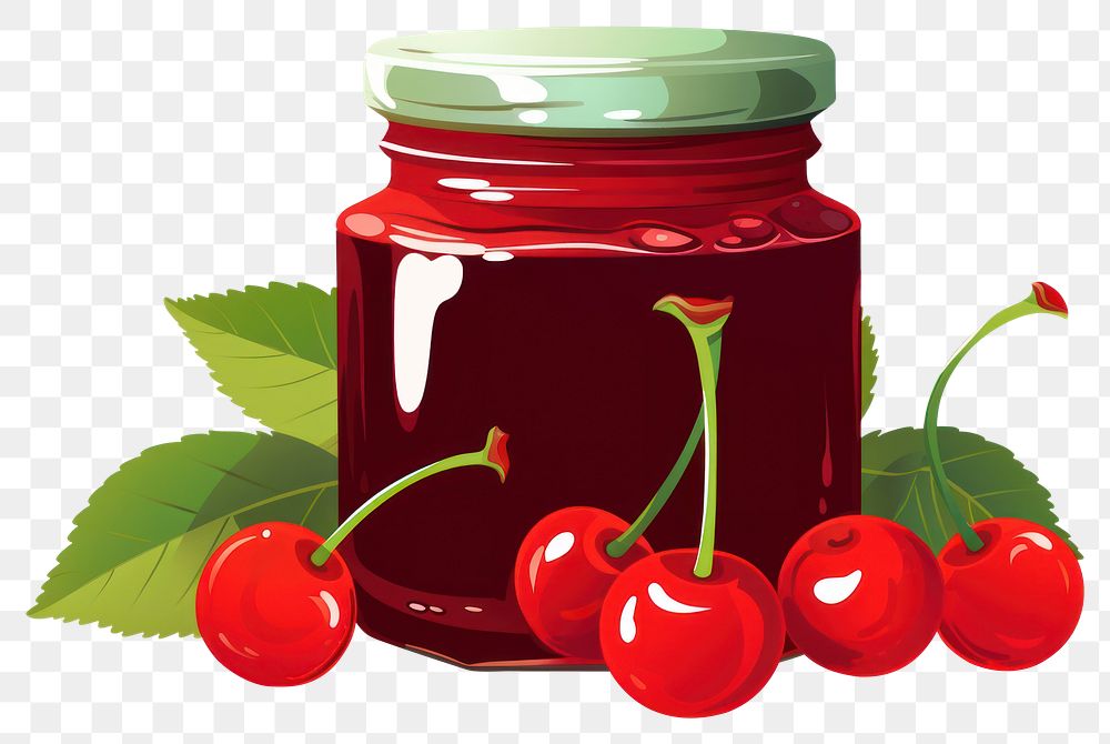 PNG  Cherry jam bottle plant food. AI generated Image by rawpixel.
