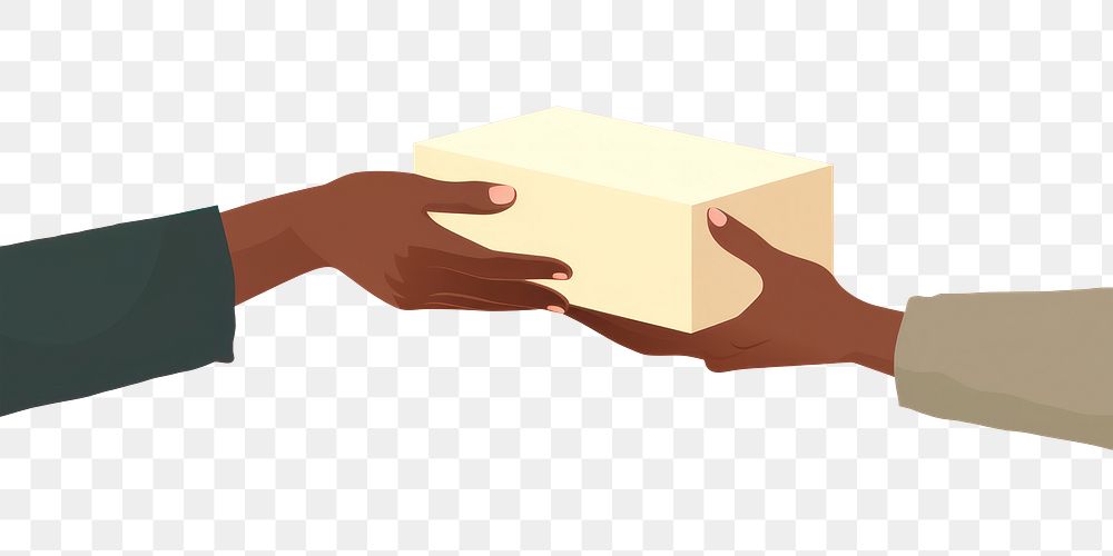 PNG Hand giving a box togetherness agreement handshake. AI generated Image by rawpixel.