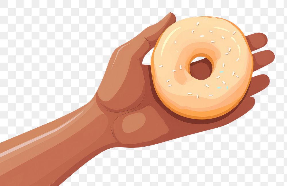 PNG Hand holding donut bagel food confectionery. AI generated Image by rawpixel.