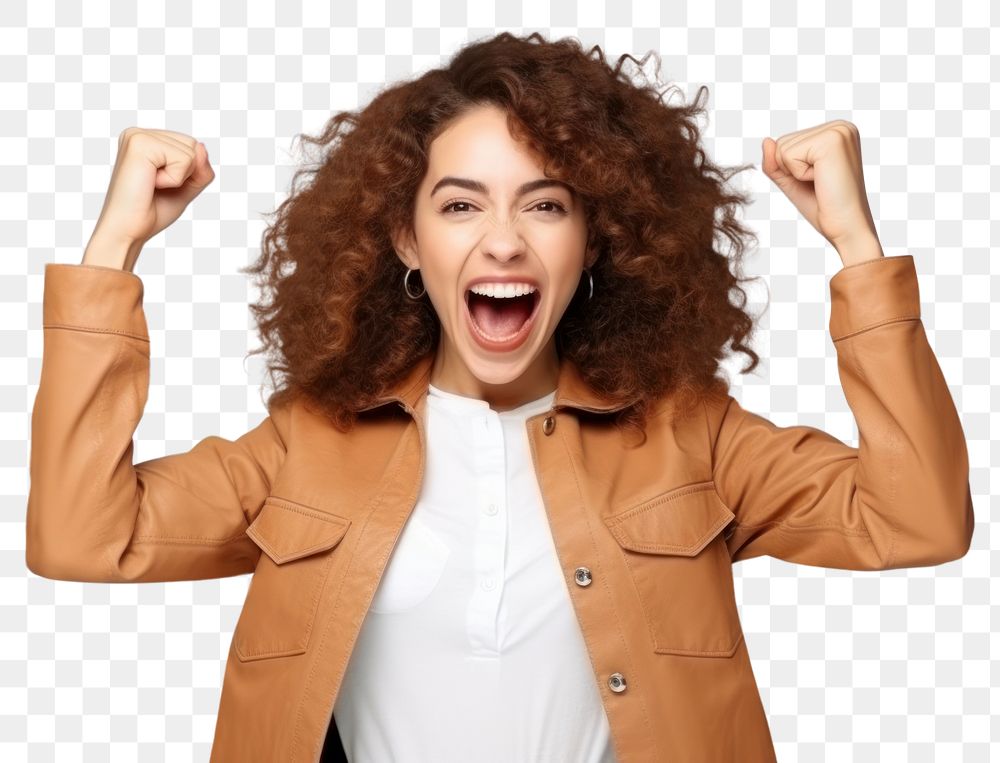 PNG Woman shouting success adult