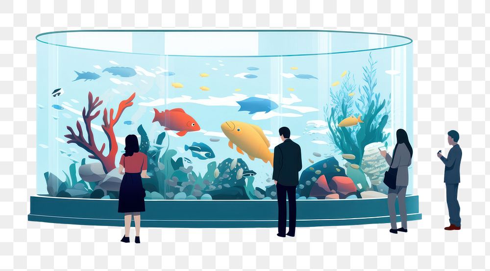 PNG People visiting aquarium animal fish togetherness. AI generated Image by rawpixel.
