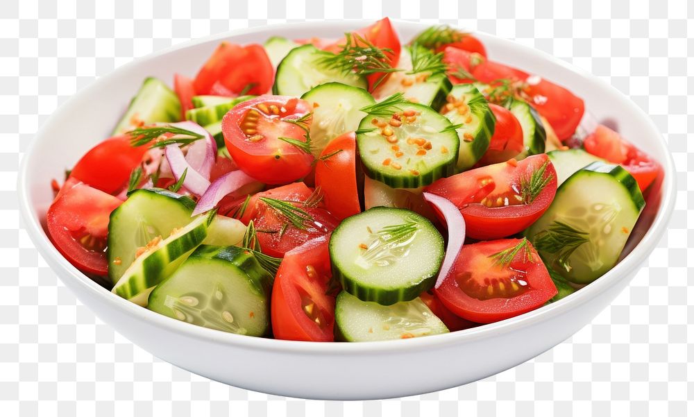 PNG  Cucumber vegetable tomato salad. AI generated Image by rawpixel.
