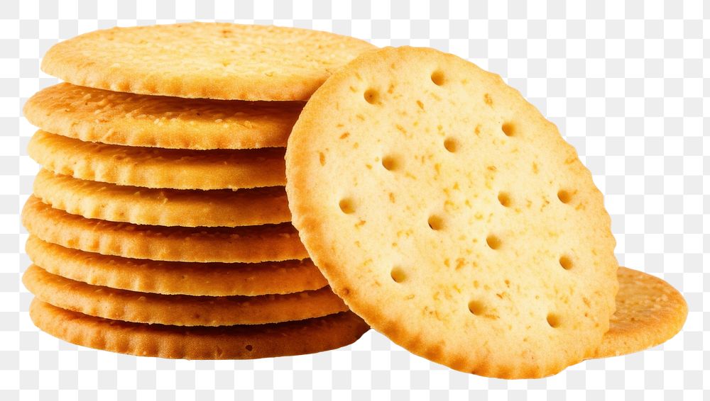 PNG Round salted crackers bread food white background. AI generated Image by rawpixel.