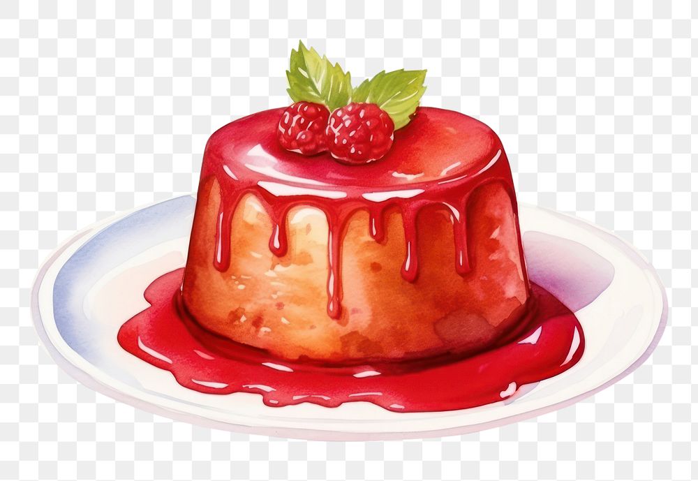 PNG  Pudding cake dessert berry fruit. AI generated Image by rawpixel.