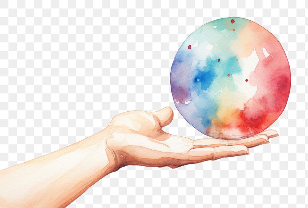 PNG Watercolor juggle ball white background creativity astronomy. AI generated Image by rawpixel.