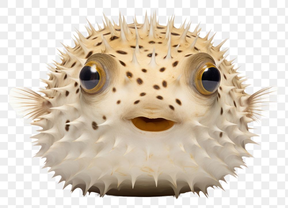 PNG Puffer fish animal white background wildlife. AI generated Image by rawpixel.