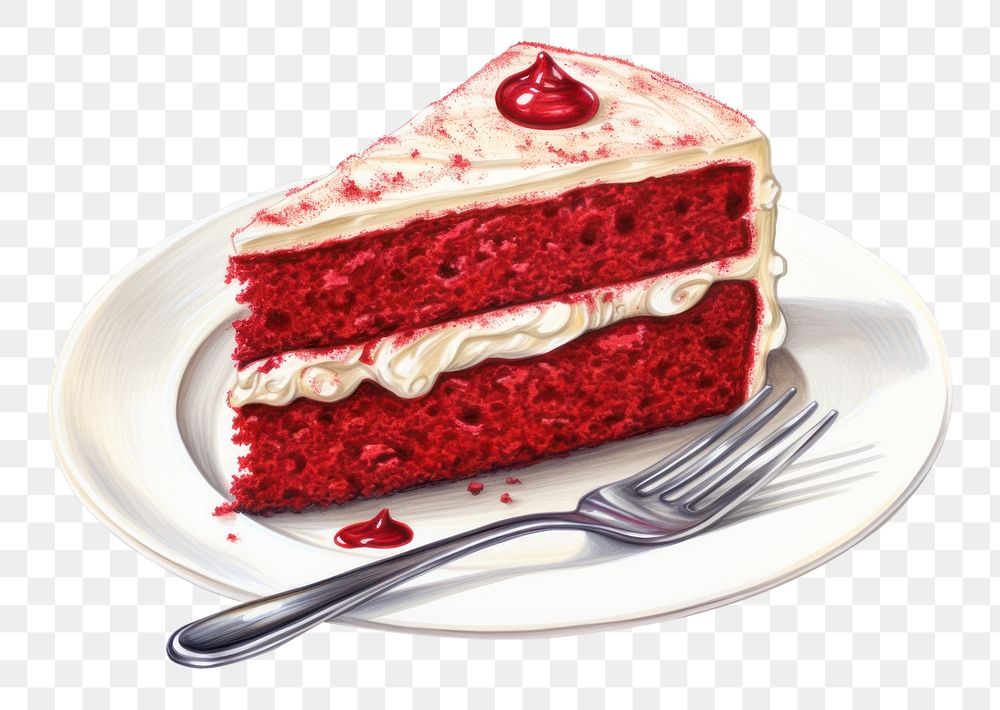 PNG  Red velvet cake dessert fruit cream. AI generated Image by rawpixel.
