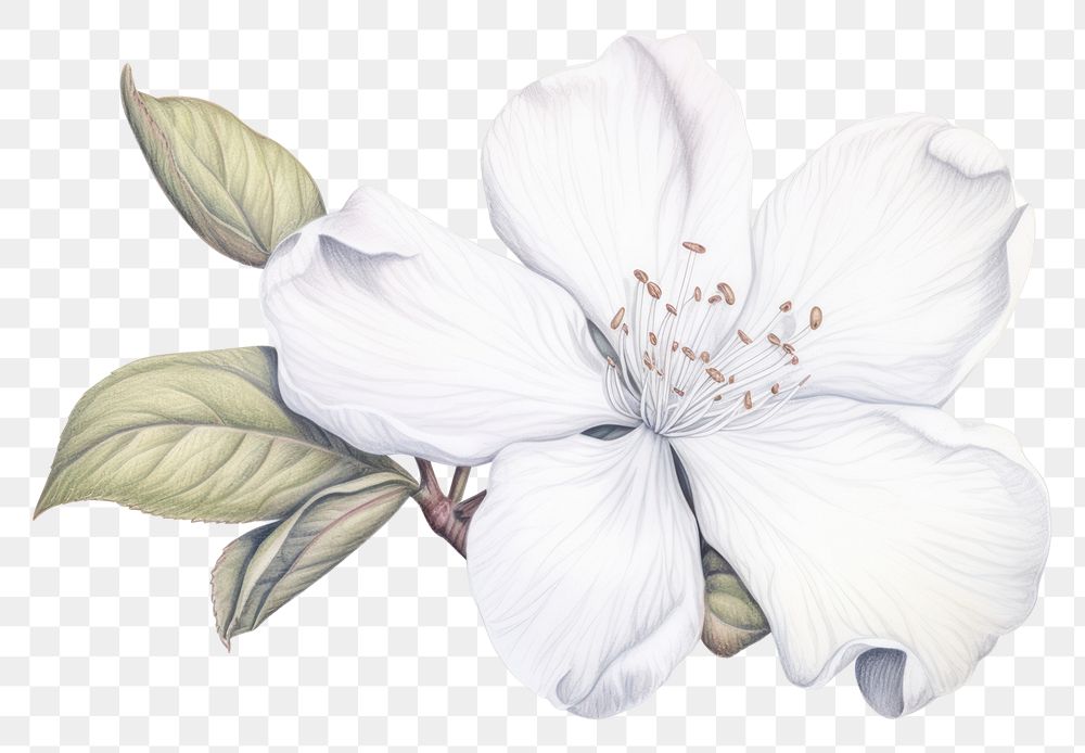 PNG  White jusmine flower sketch blossom drawing. AI generated Image by rawpixel.