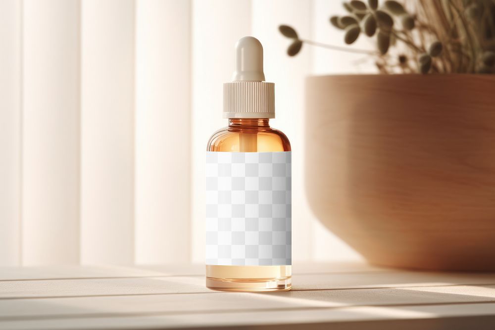 Skincare dropper bottle png mockup, transparent design