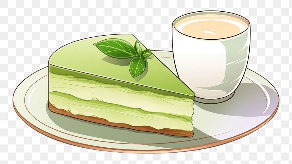 PNG Greentea cake cheesecake dessert plate. 