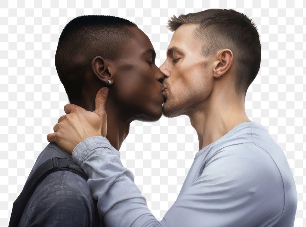 PNG Men kissing adult white background affectionate. 