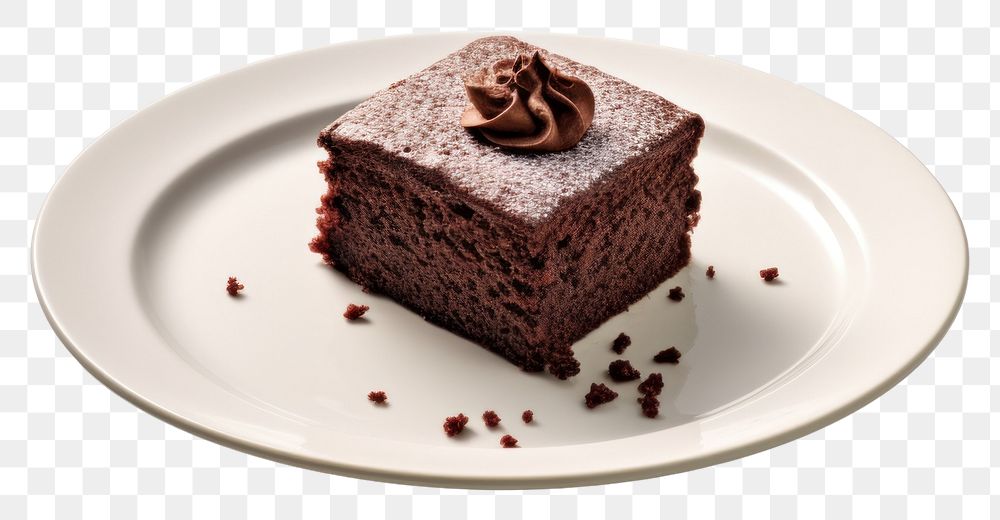 PNG Choccolate brownie cake plate chocolate dessert. AI generated Image by rawpixel.
