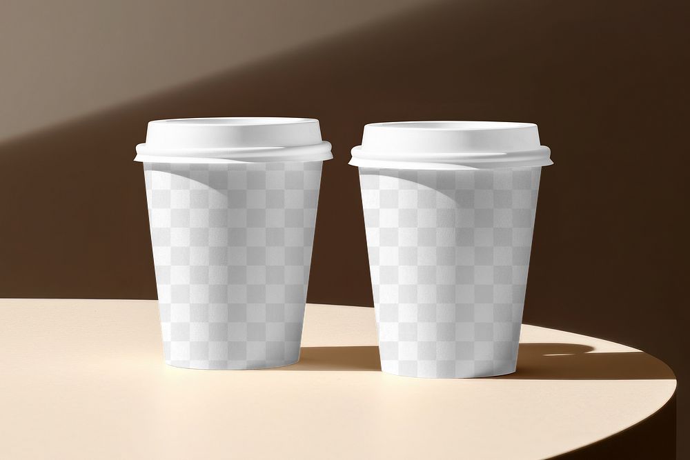 Paper coffee cup png mockup, transparent product packaging