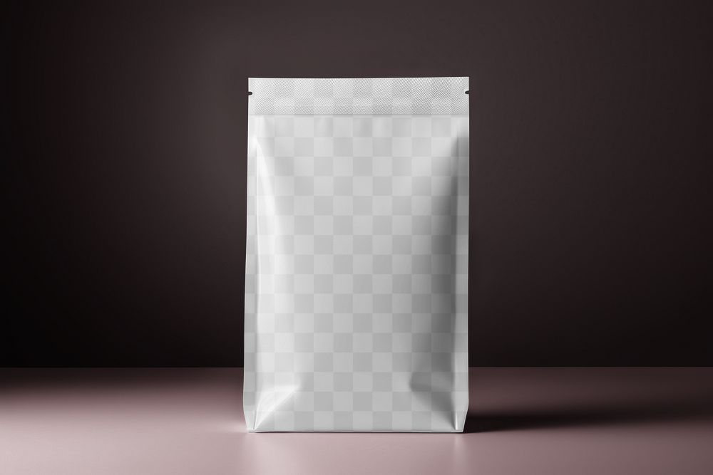 Coffee bean bag png mockup, transparent product packaging