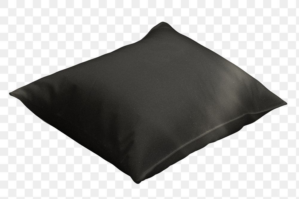 Black cushion pillow png, transparent background