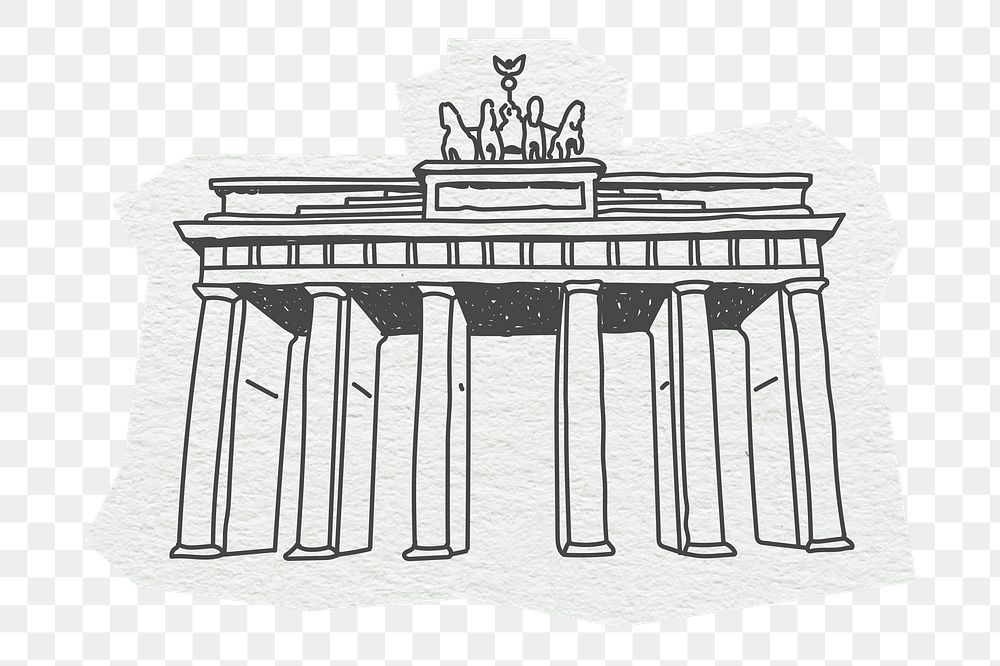 PNG Brandenburg Gate, Berlin attraction, line art illustration, transparent background