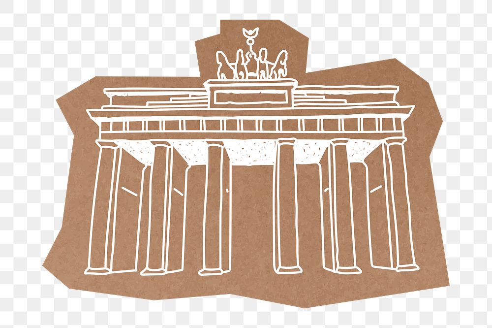 PNG Brandenburg Gate, Berlin attraction, line art illustration, transparent background