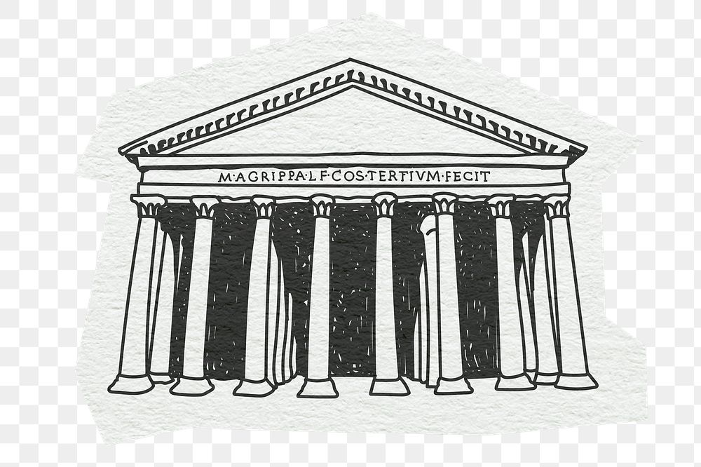 PNG Pantheon, Roman temple in Rome, line art illustration, transparent background