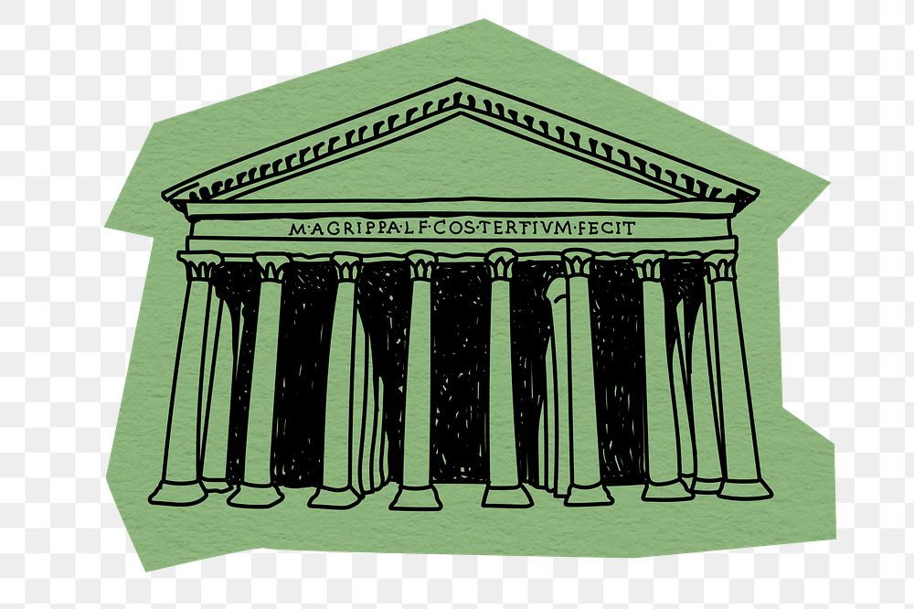 PNG Pantheon, Roman temple in Rome, line art illustration, transparent background