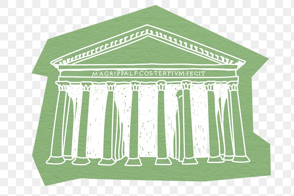 PNG Pantheon, Roman temple in Rome, line art illustration, transparent background