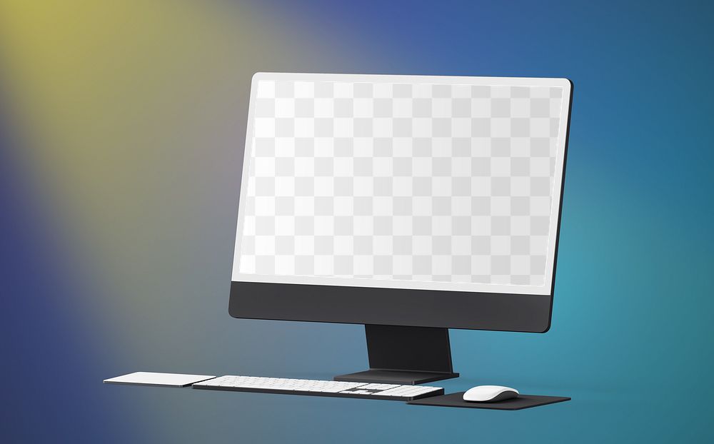 Computer screen png mockup, transparent digital display