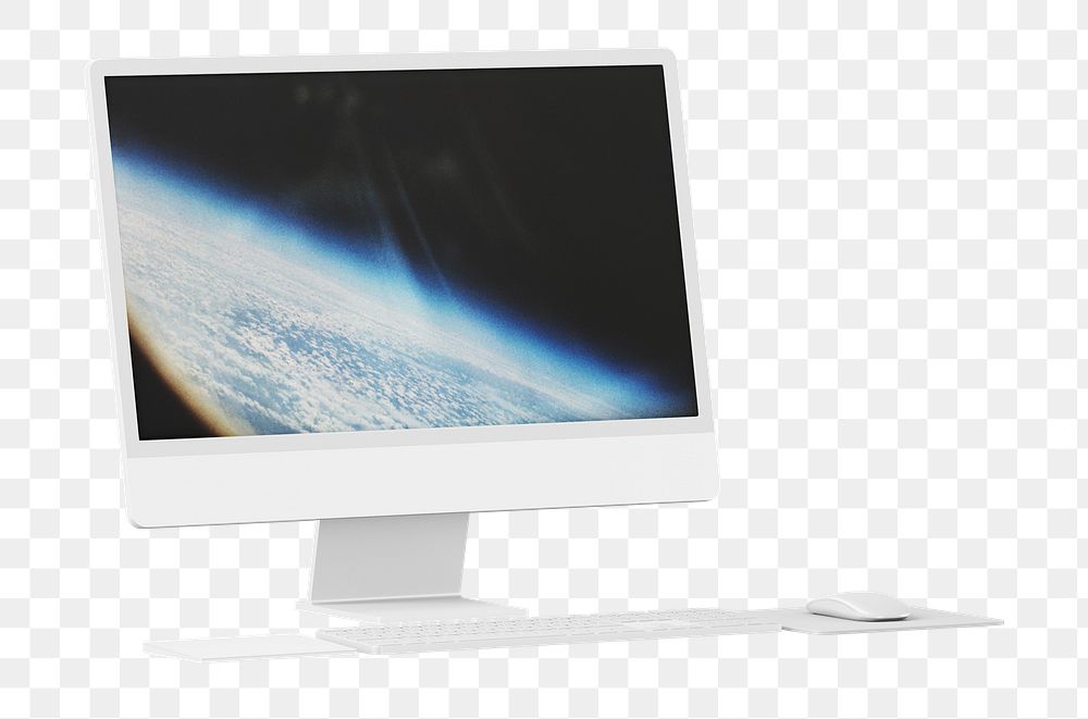 Computer screen with Planet Earth wallpaper