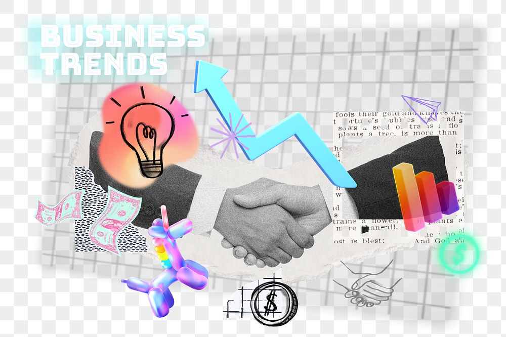 PNG business trends, 3d remix, transparent background