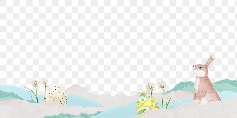 Easter bunny png ripped paper border, transparent background