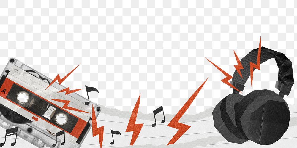 Music png ripped paper border, transparent background