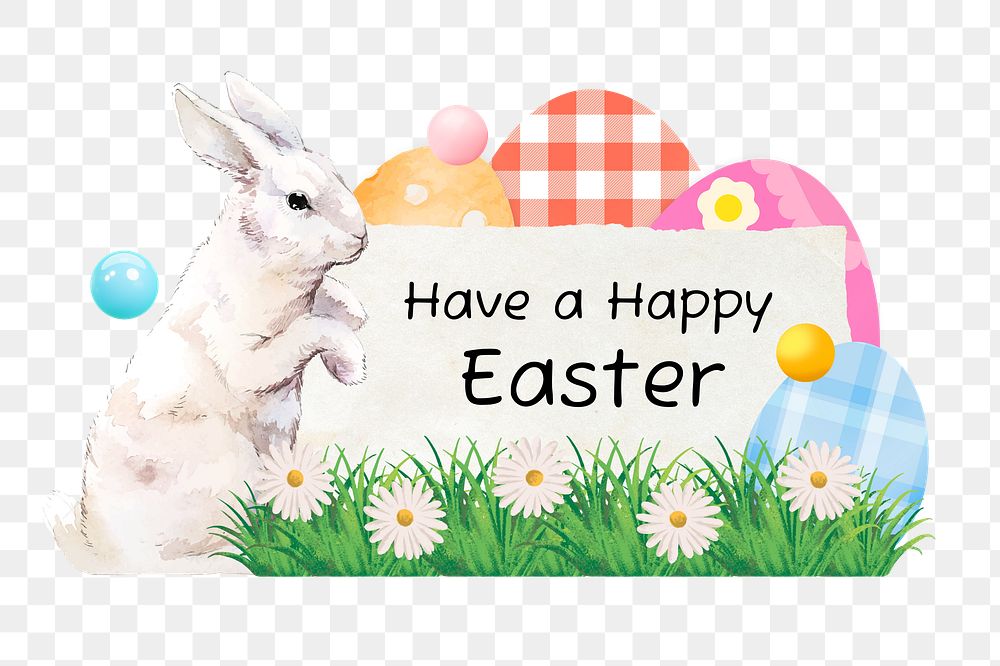 PNG Happy Easter, bunny creative remix, transparent background