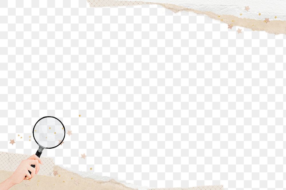 Magnifying glass border png, ripped paper, transparent background