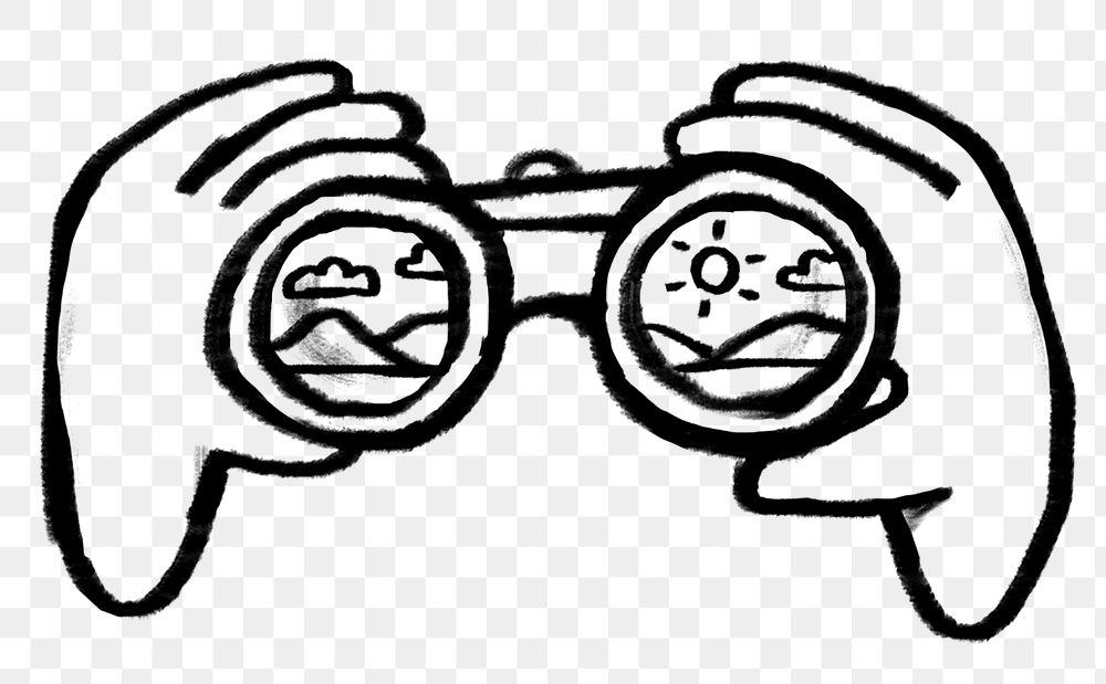 Binoculars png doodle element, transparent background