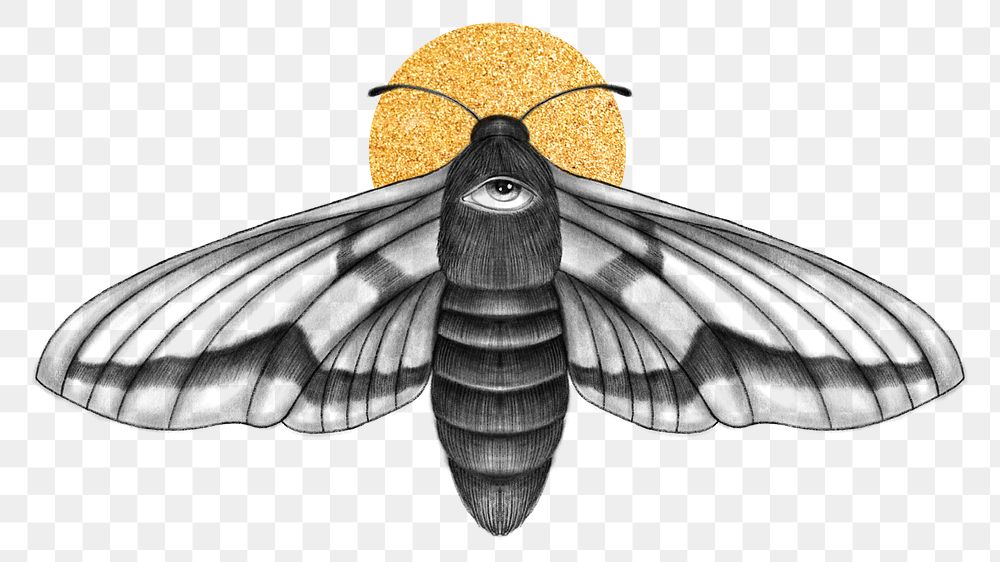 Spirit moth png, spiritual illustration, transparent background