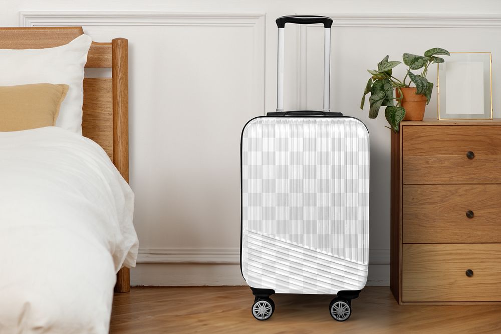 Png suitcase mockup, transparent design