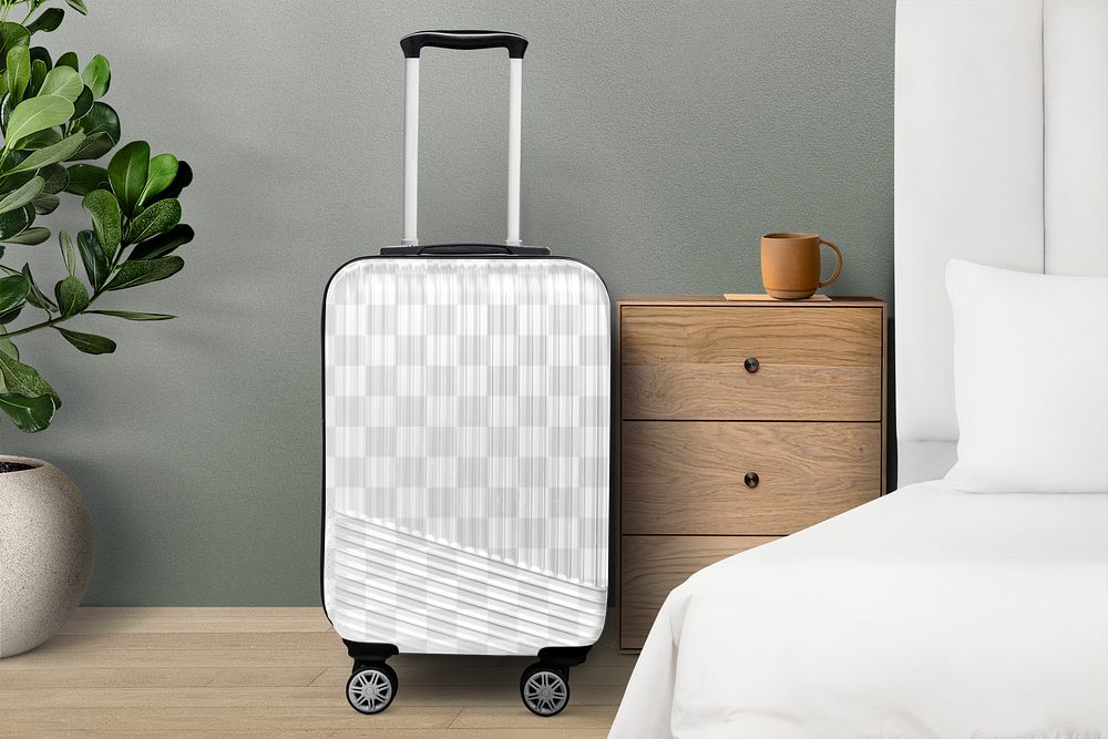 Png suitcase mockup, transparent design