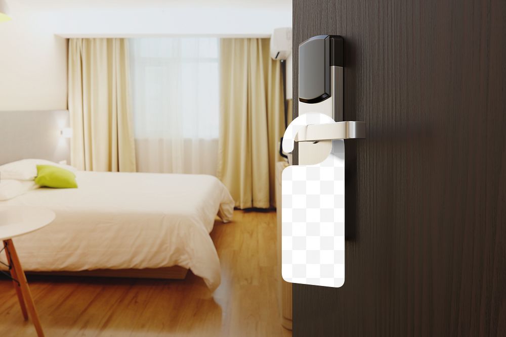 Png hotel room tag mockup, transparent design
