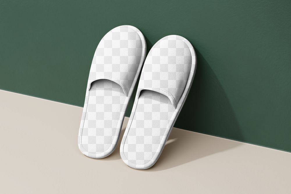 Png hotel slippers mockup, transparent design