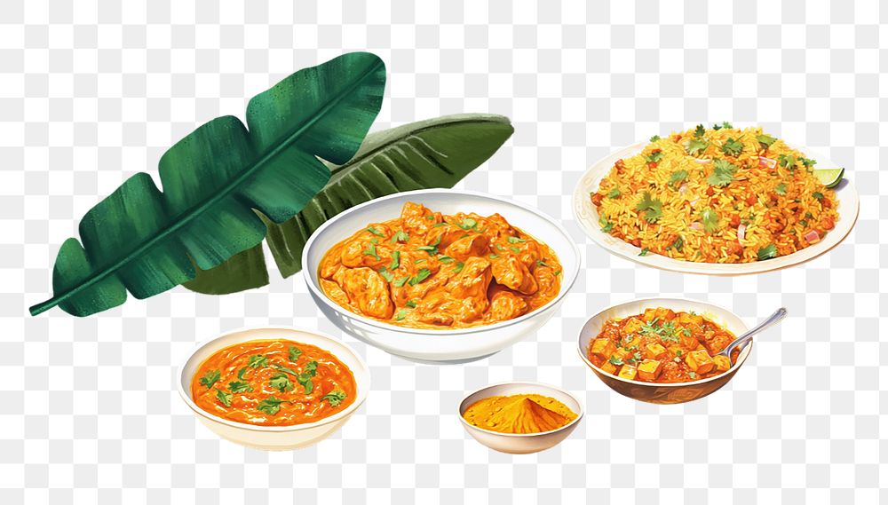 Indian food png digital art, transparent background