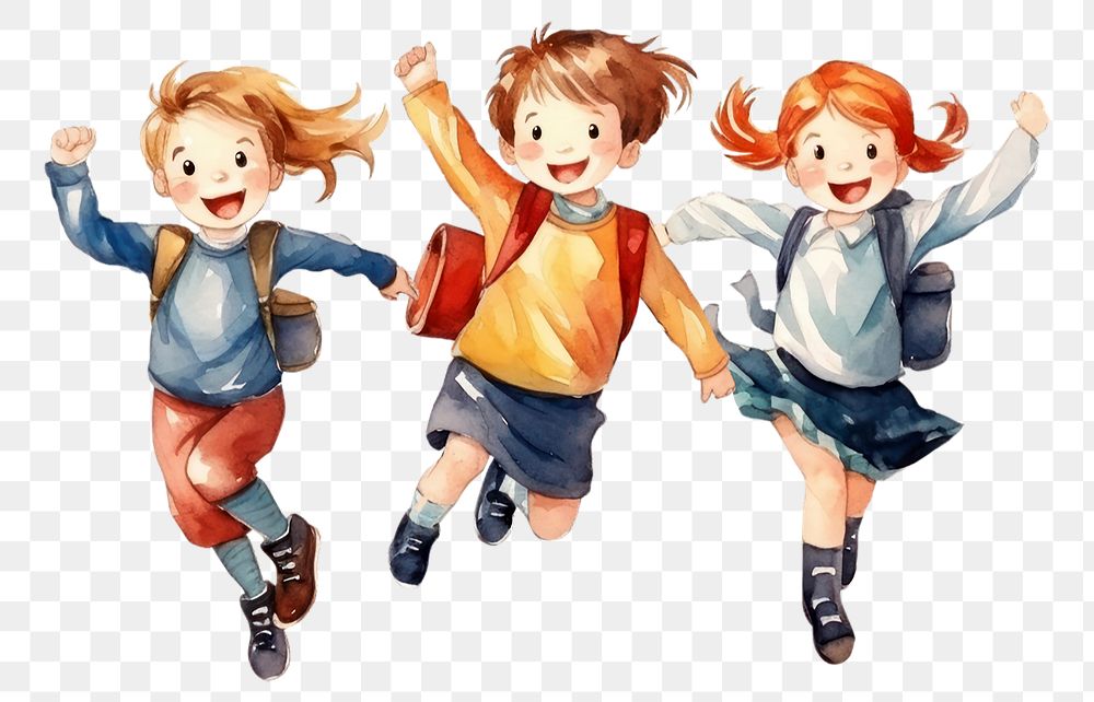 PNG Happy students , watercolor illustration, transparent background