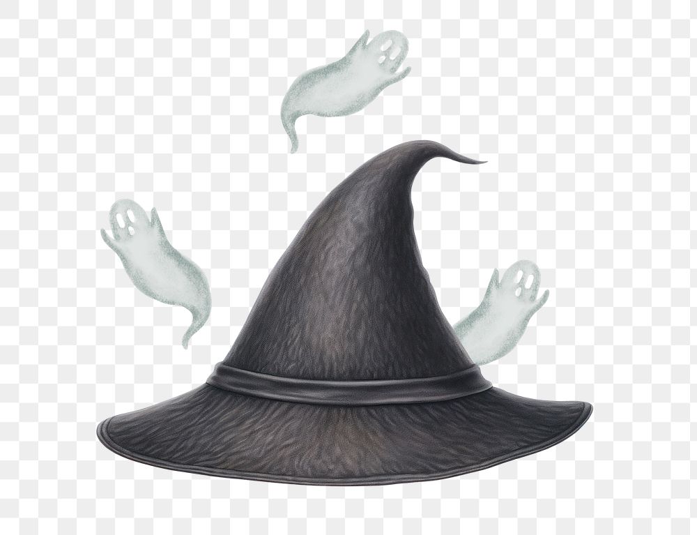 Witch's hat png, Halloween ghost remix, transparent background