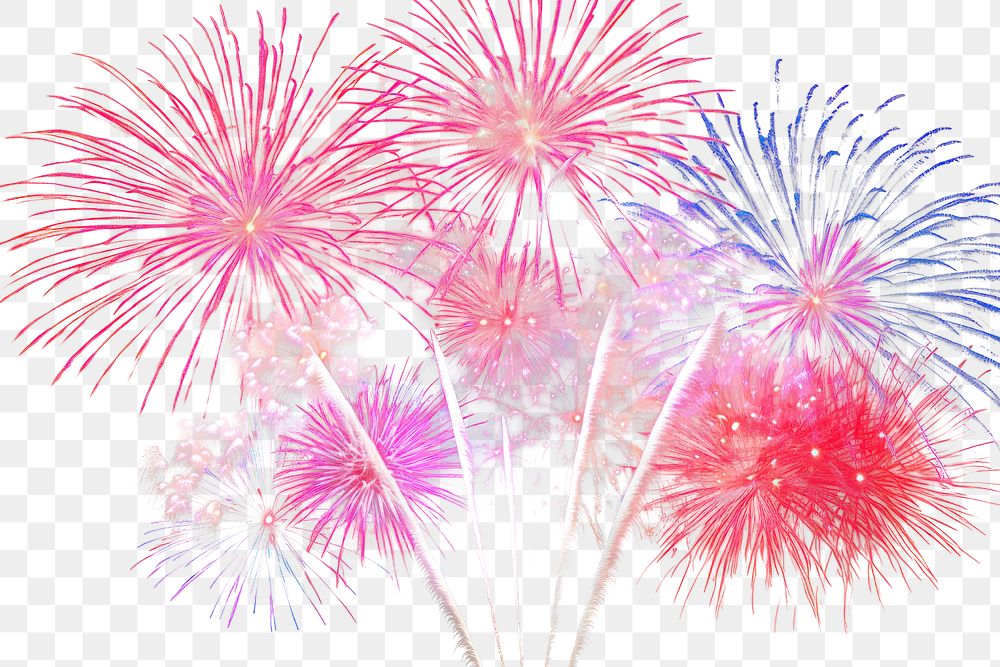 PNG Colorful fireworks overlay effect, transparent background