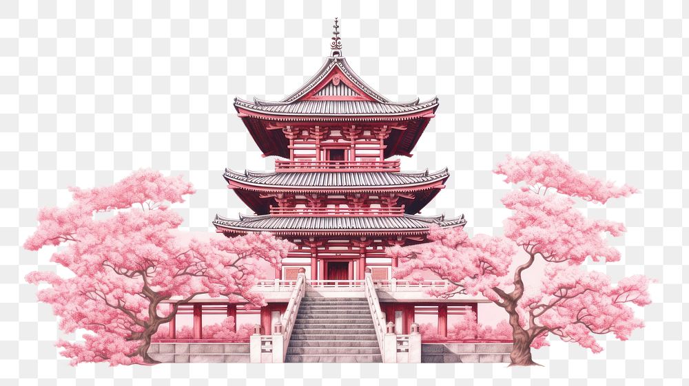 PNG  A japanese temple architecture building pagoda. AI generated Image by rawpixel.