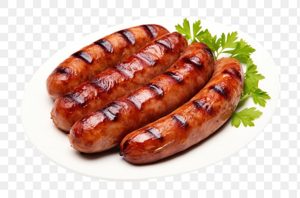 PNG  Grilled German pork sausages grilled meat food. AI generated Image by rawpixel.