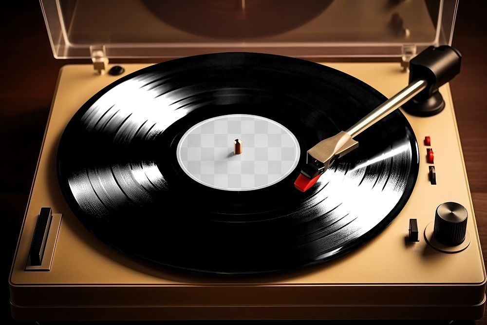 Vinyl record png mockup, transparent design