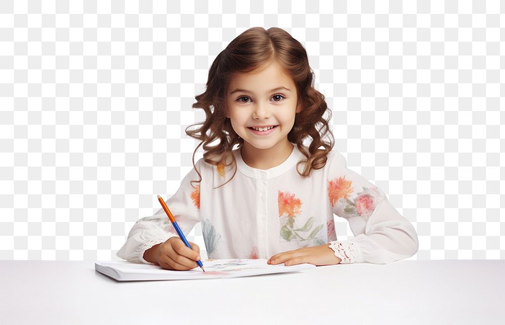 PNG Portrait writing student child. AI generated Image by rawpixel.