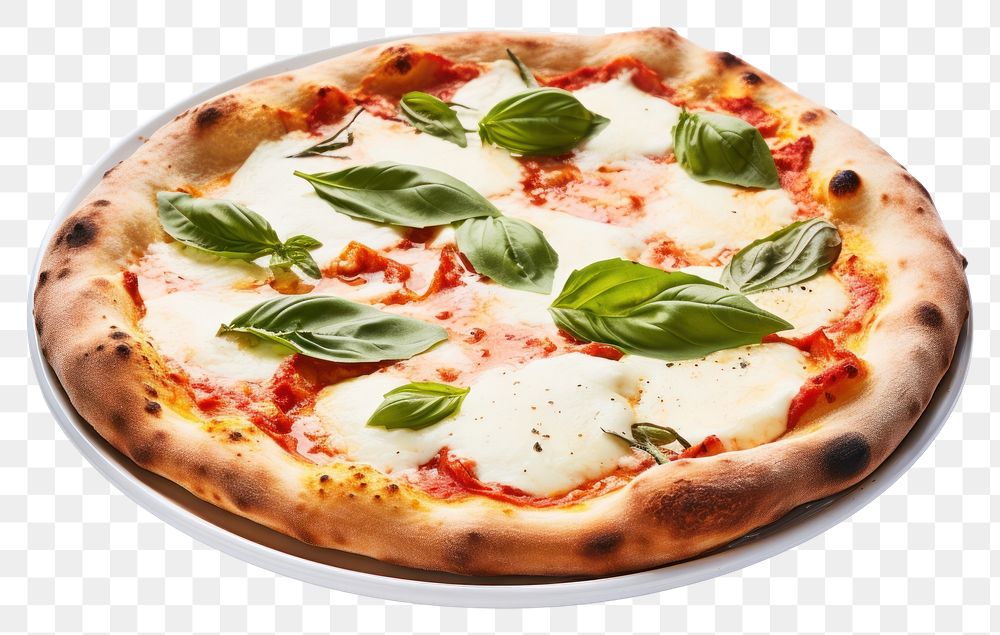 PNG Neapolitan pizza food plate mozzarella. AI generated Image by rawpixel.