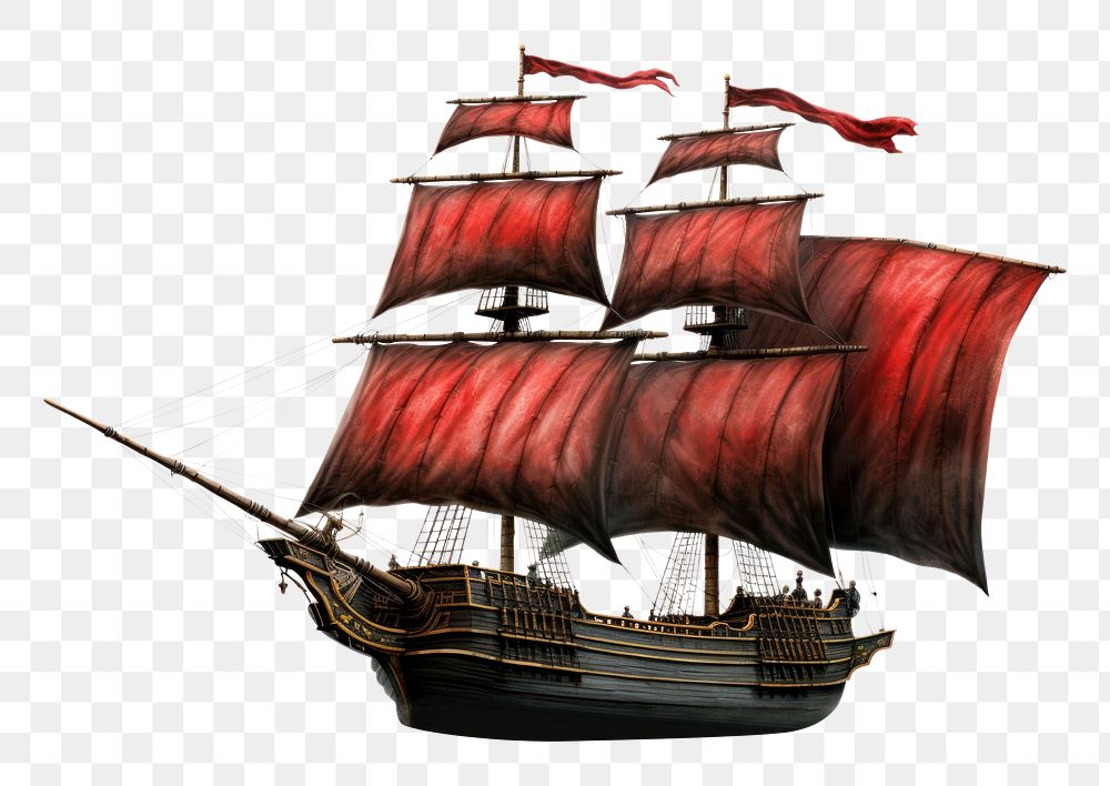 PNG Pirate flag ship sailboat vehicle white background. 